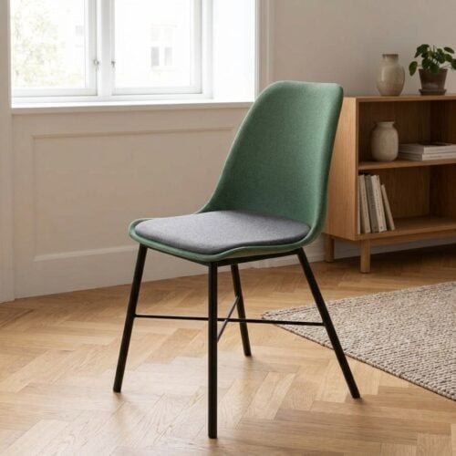 Whistler Spisebordsstol i Grønt Stof med Sort Metal Stel fra Unique Furniture | B47xD54xH83cm - Billede 1