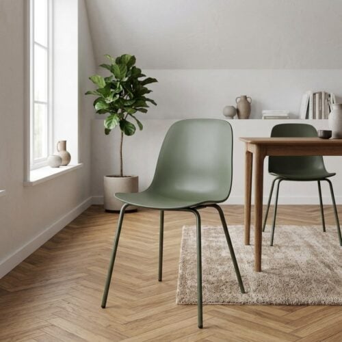 Whitby Spisebordsstol i Olivgrøn med Stål Stel fra Unique Furniture | B50xH84xD50cm - Billede 1