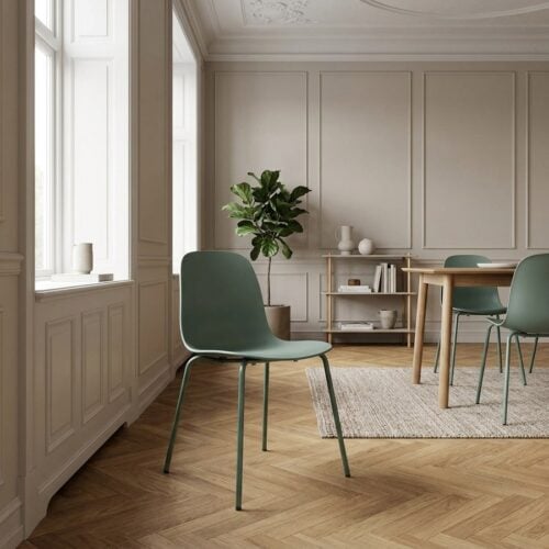 Whitby Spisebordsstol i Støvgrøn med Stål Stel fra Unique Furniture | B50xH84xD50cm - Billede 1