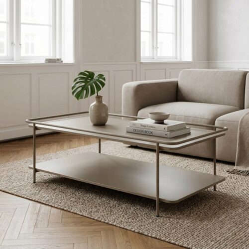 Yuba Sofabord i Varmt Gråt Metal fra Unique Furniture | L110xB55xH34,3cm - Billede 1
