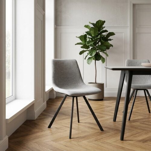Yukon Spisebordsstol i Lysegråt Stof med Sort Metal Stel fra Unique Furniture | B47xH80,5xD49cm - Billede 1