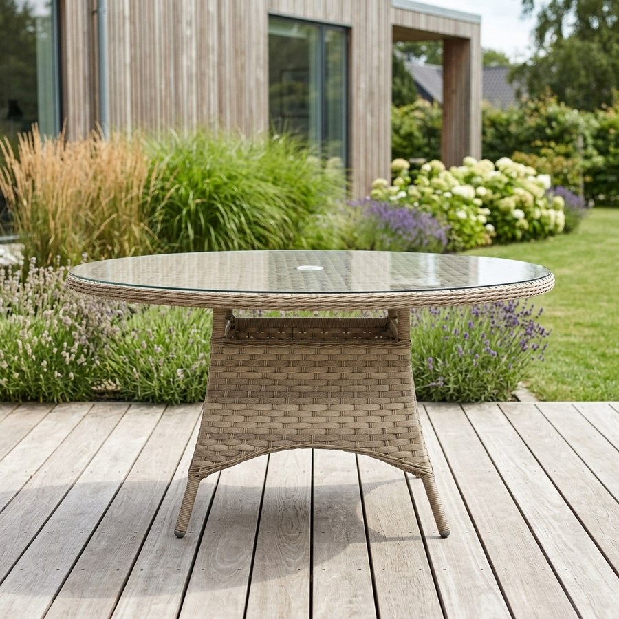 ai-miljoe-2-cocos-rundt-udend-rs-spisebord-i-flettet-rattan-med-glasplade-fra-lexpo-living-150x75-cm-kun-bordet-252793-2 Cocos Rundt Udendørs Spisebord i Flettet Rattan med Glasplade fra Lexpo Living | Ø150x75 cm (Kun bordet) - Billede 2