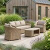 Maderia Udendørs Loungesæt i Polyrattan med Hynder fra Lexpo Living | Beige/Neutral | Loungesofa + 2x Loungestole + Sofabord - Billede 2
