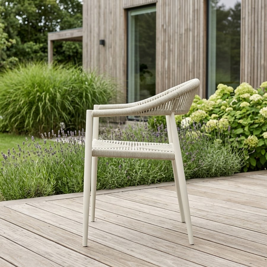 Trinidad Udendørs Stol i Aluminium & Reb fra Lexpo Living | Sand | 60x58x78 cm - Billede 2